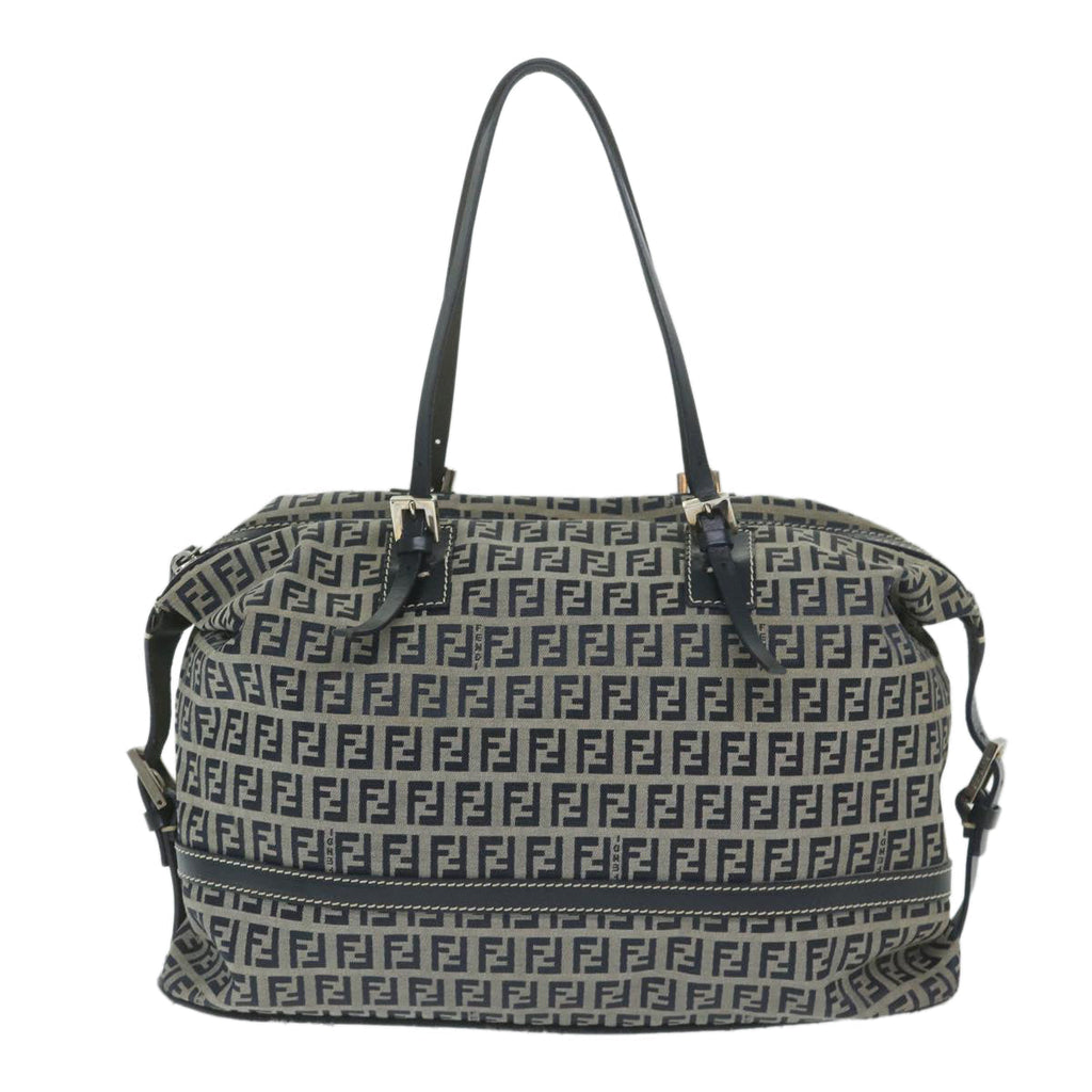 FENDI Zucchino Canvas Shoulder Bag Navy63396
