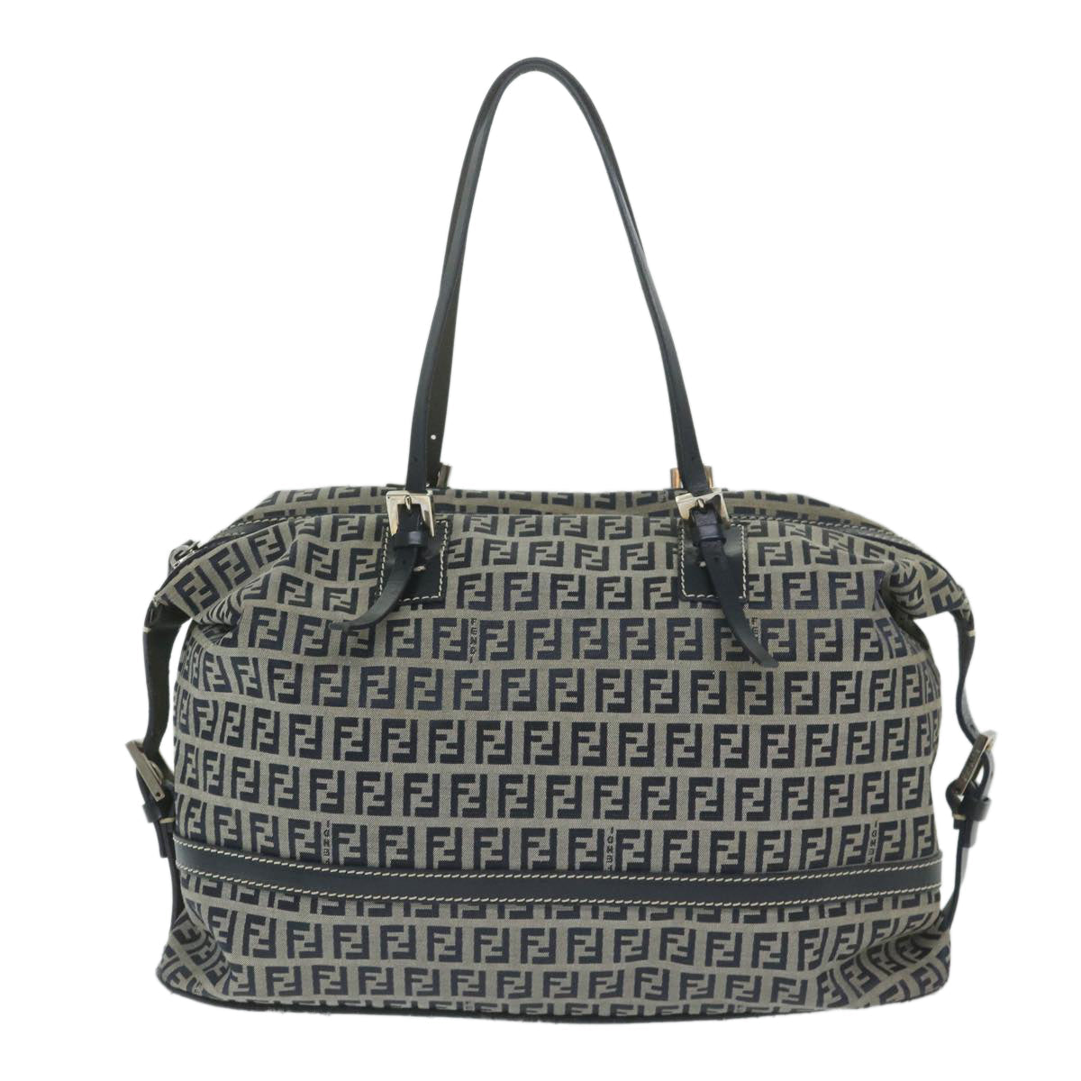 FENDI Zucchino Canvas Shoulder Bag Navy63396