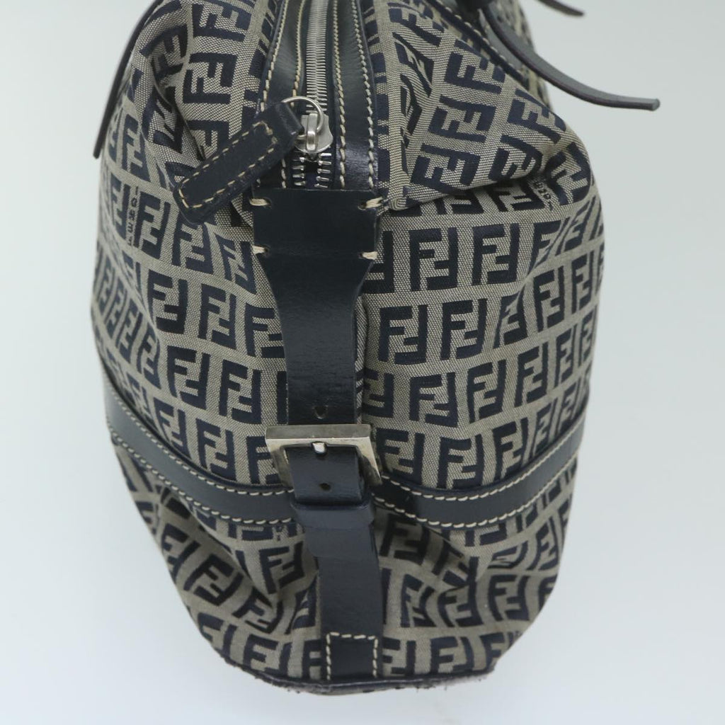 FENDI Zucchino Canvas Shoulder Bag Navy63396