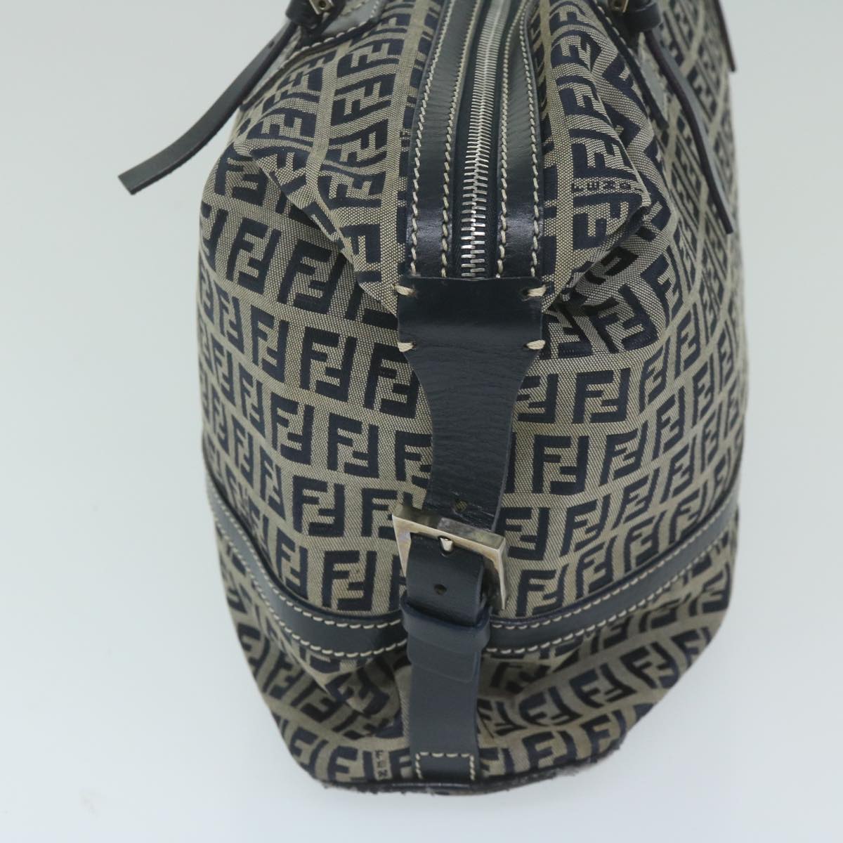 FENDI Zucchino Canvas Shoulder Bag Navy63396