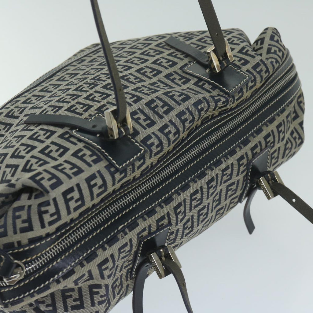 FENDI Zucchino Canvas Shoulder Bag Navy63396