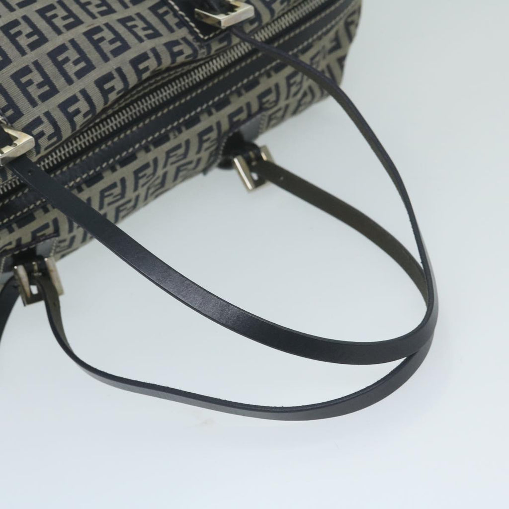 FENDI Zucchino Canvas Shoulder Bag Navy63396