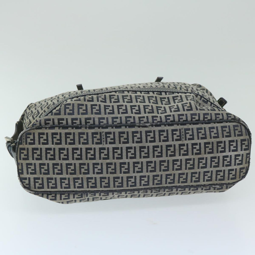 FENDI Zucchino Canvas Shoulder Bag Navy63396
