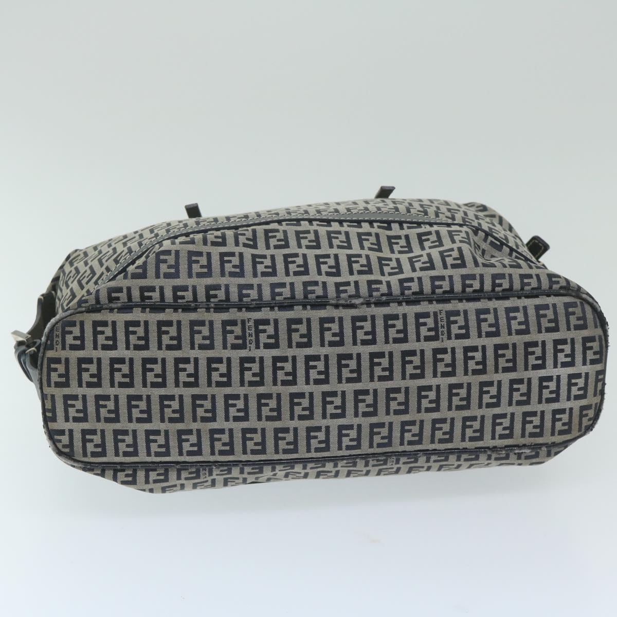 FENDI Zucchino Canvas Shoulder Bag Navy63396