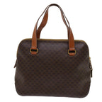 CELINE Macadam Canvas Hand Bag PVC Leather Brown  63444