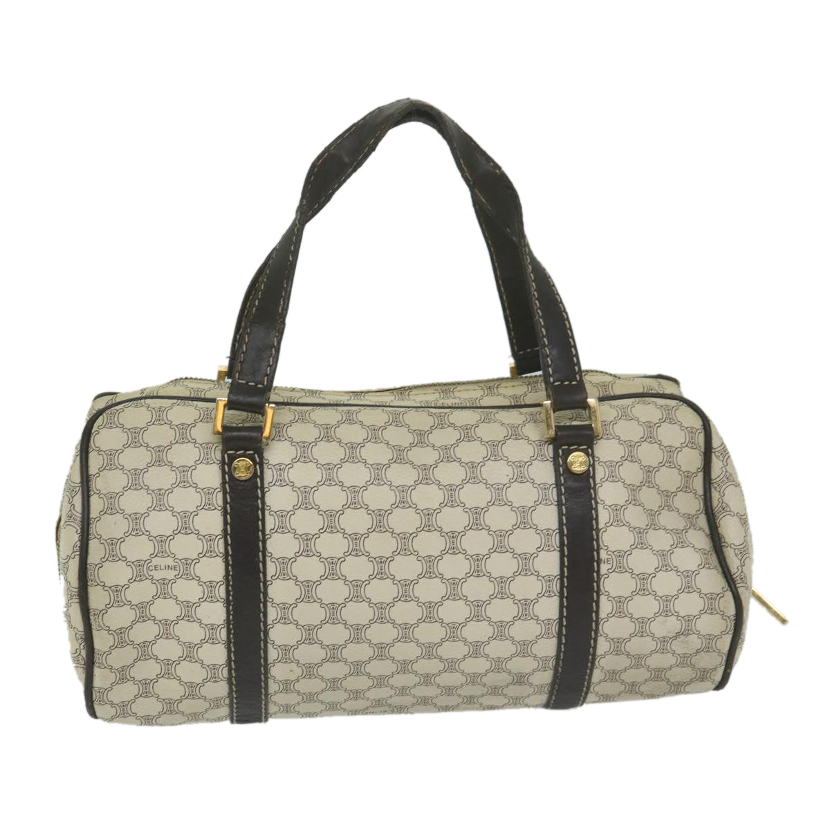 CELINE Macadam Canvas Hand Bag PVC Leather Whe  63493