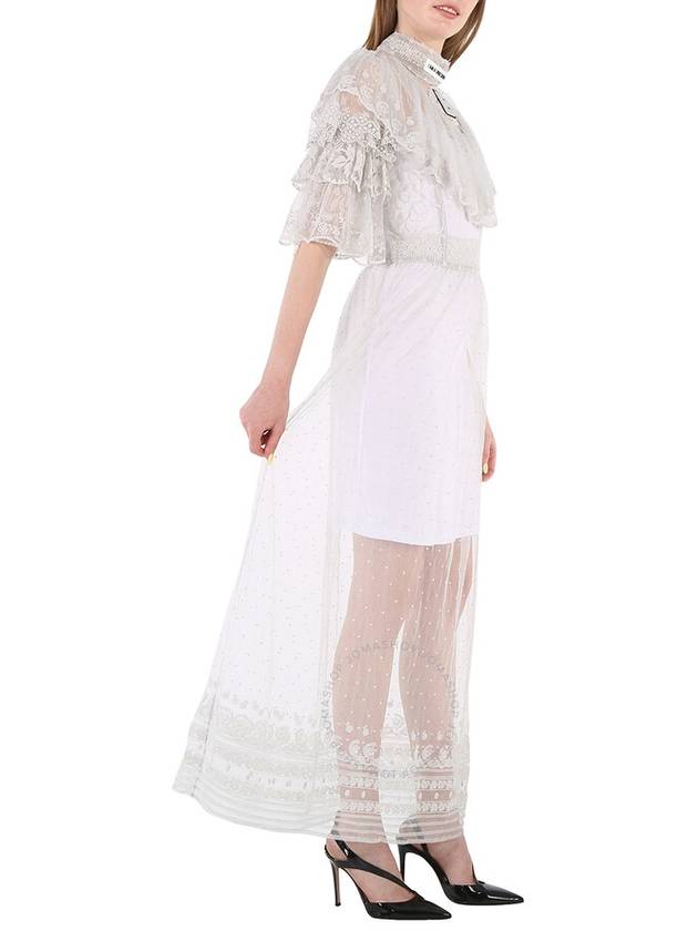 Burberry Burberry Ladies Light Pebble Grey Long Lace Dress, Brand Size 6 (US Size 4)