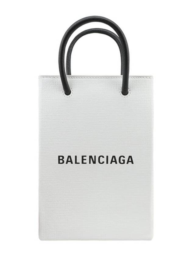 Balenciaga Logo Print Phone Holder Small Cross Bag White
