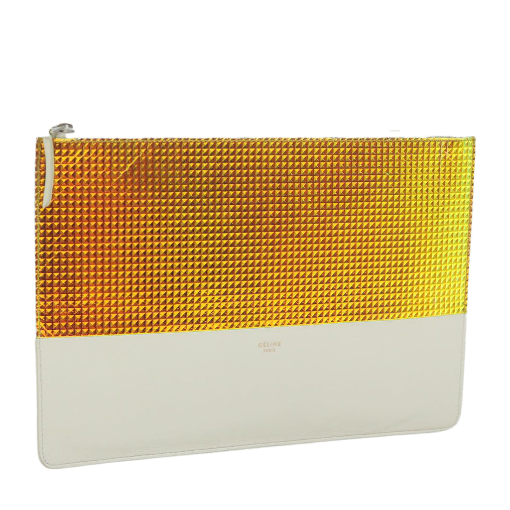CELINE Clutch Bag Leather Cream  63559