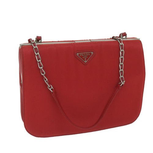 PRADA Chain Shoulder Bag Nylon Red  63571