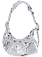 Balenciaga Metallic Le Cagol XS Lambskin Shoulder Bag Silver