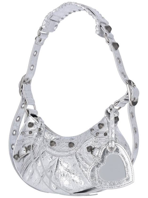 Balenciaga Metallic Le Cagol XS Lambskin Shoulder Bag Silver