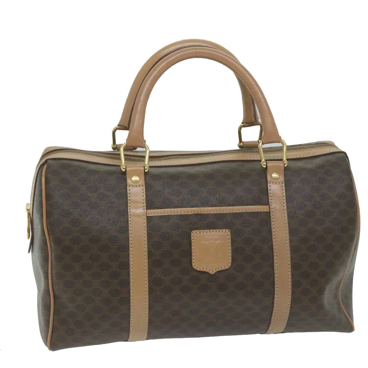 CELINE Macadam Canvas Boston Bag PVC Brown  63609