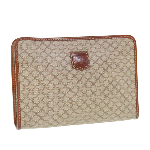 CELINE Macadam Canvas Clutch Bag Beige  63618