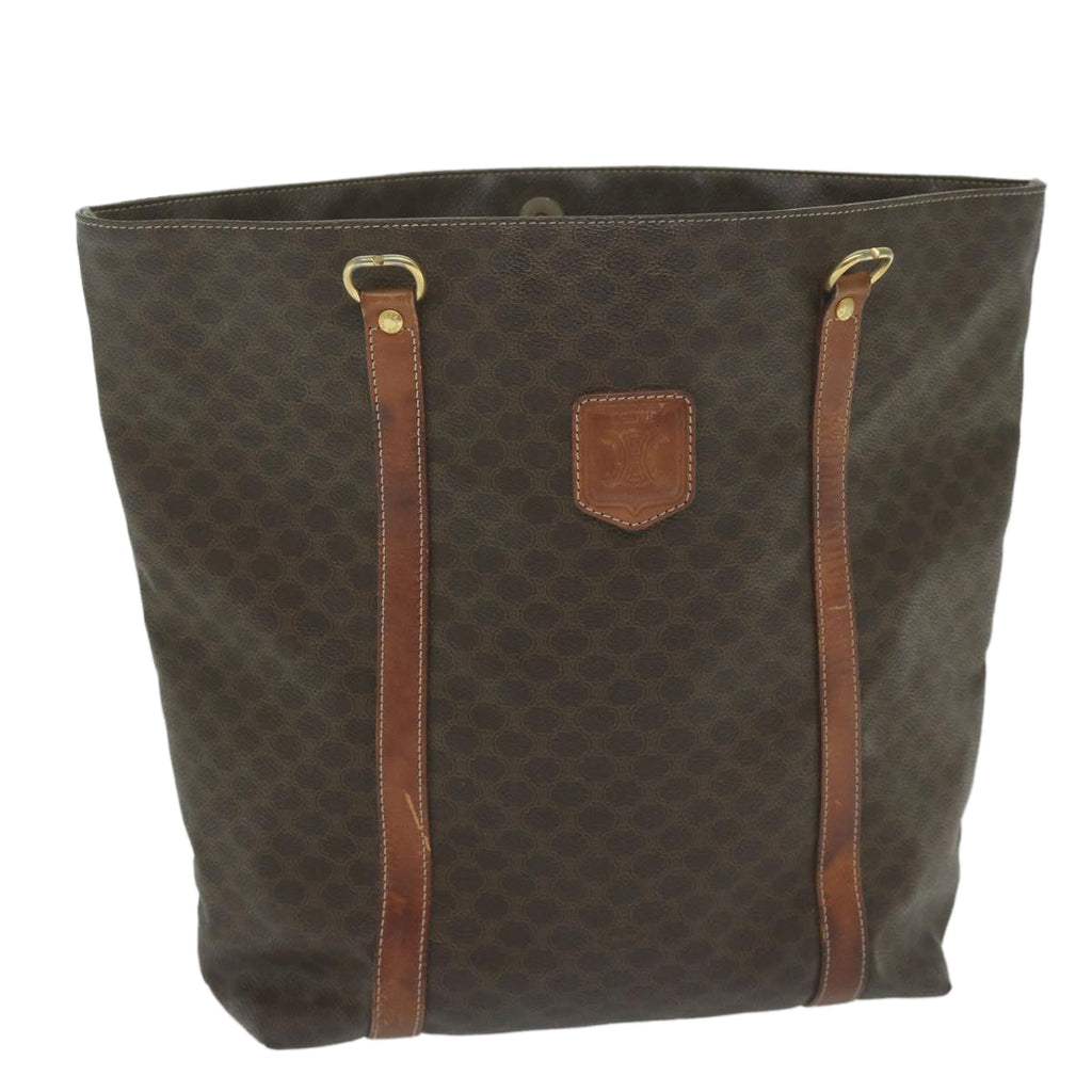 CELINE Macadam Canvas Tote Bag PVC Leather Brown  63637