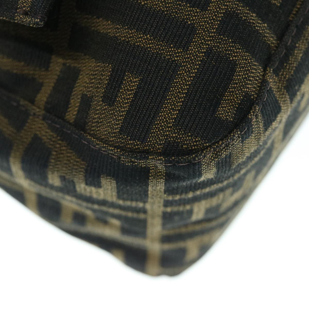 FENDI Zucca Canvas Mamma Baguette Shoulder Bag Black Brown63693