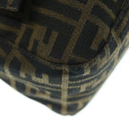 FENDI Zucca Canvas Mamma Baguette Shoulder Bag Black Brown63693
