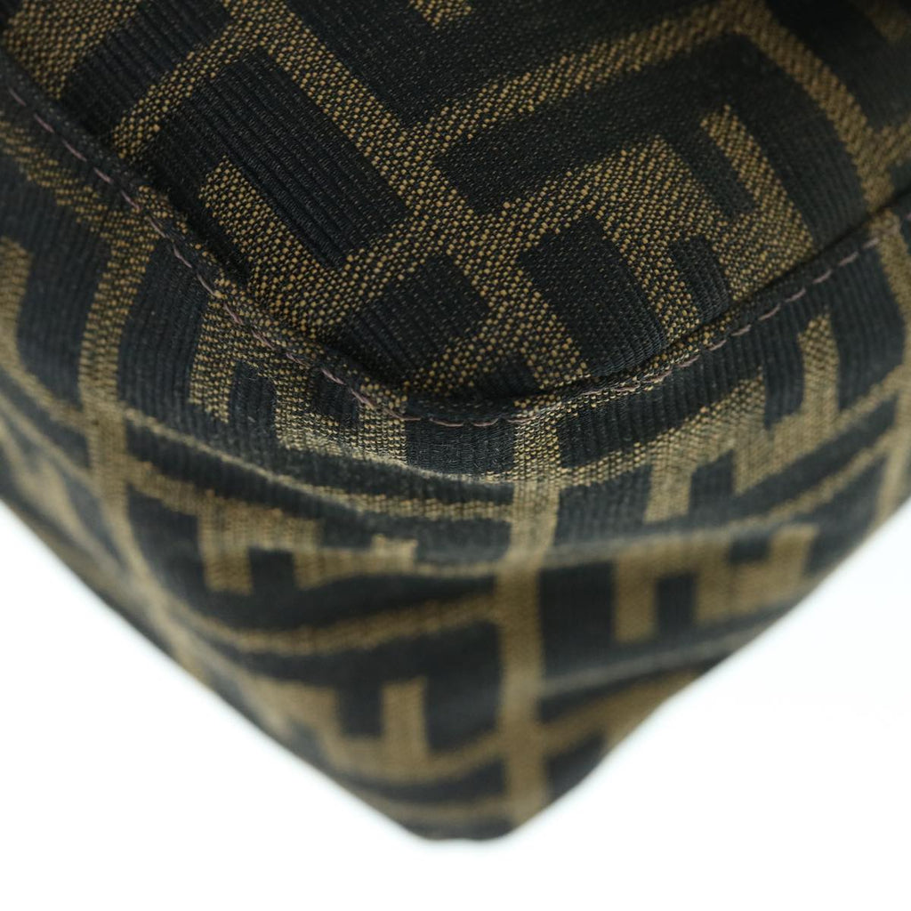 FENDI Zucca Canvas Mamma Baguette Shoulder Bag Black Brown63693
