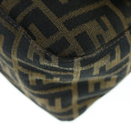 FENDI Zucca Canvas Mamma Baguette Shoulder Bag Black Brown63693