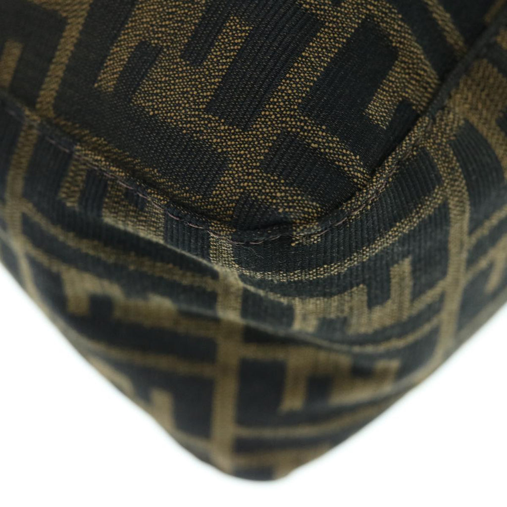 FENDI Zucca Canvas Mamma Baguette Shoulder Bag Black Brown63693