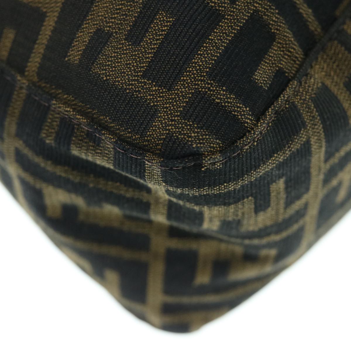 FENDI Zucca Canvas Mamma Baguette Shoulder Bag Black Brown63693
