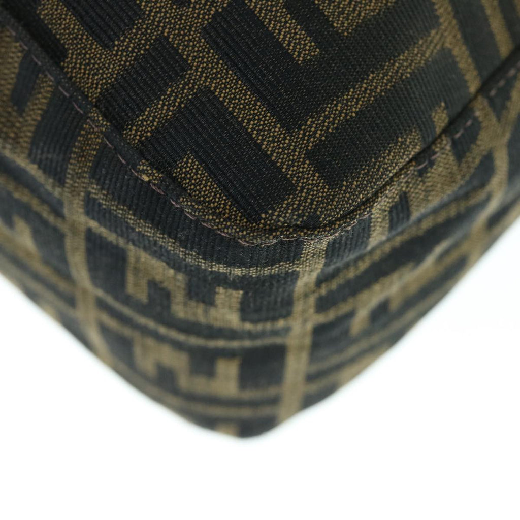 FENDI Zucca Canvas Mamma Baguette Shoulder Bag Black Brown63693