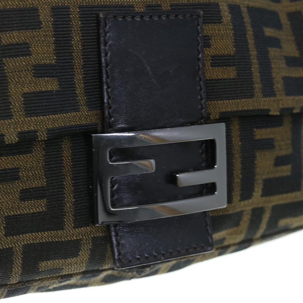 FENDI Zucca Canvas Mamma Baguette Shoulder Bag Black Brown63693