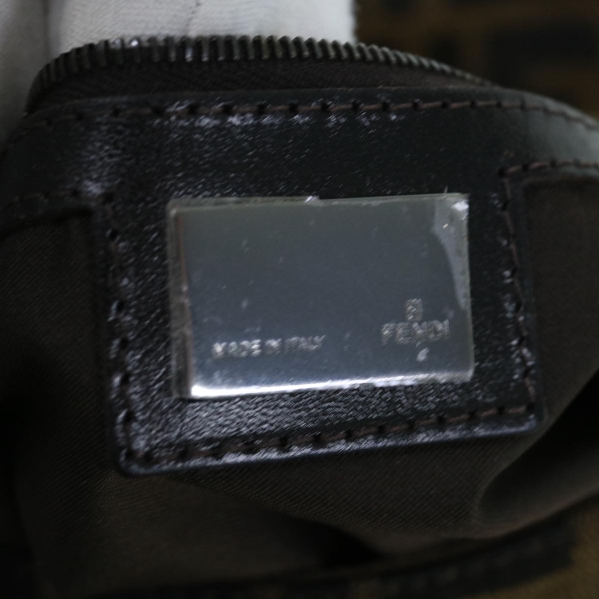 FENDI Zucca Canvas Mamma Baguette Shoulder Bag Black Brown63693