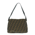 FENDI Zucca Canvas Mamma Baguette Shoulder Bag Black Brown63693
