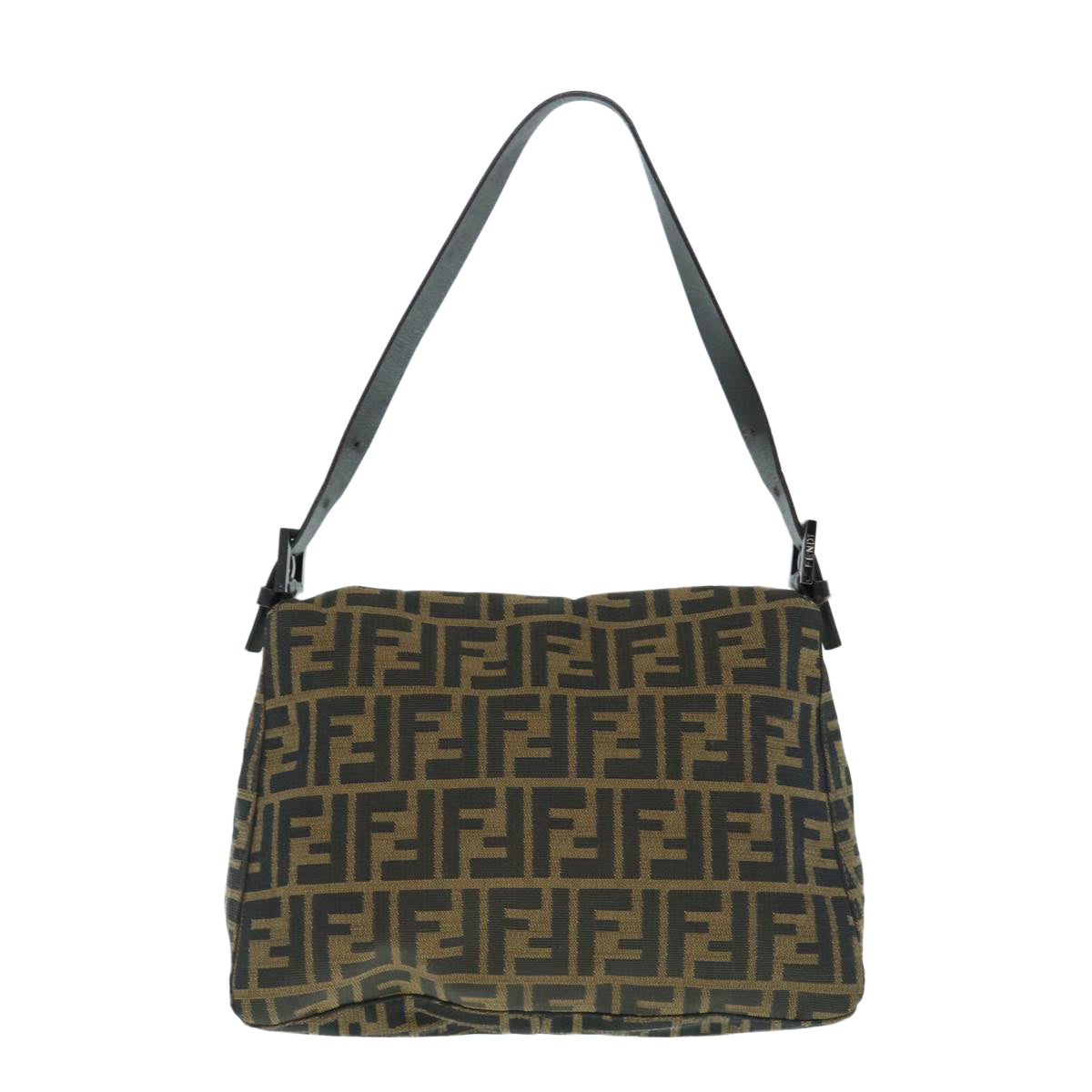 FENDI Zucca Canvas Mamma Baguette Shoulder Bag Black Brown63693