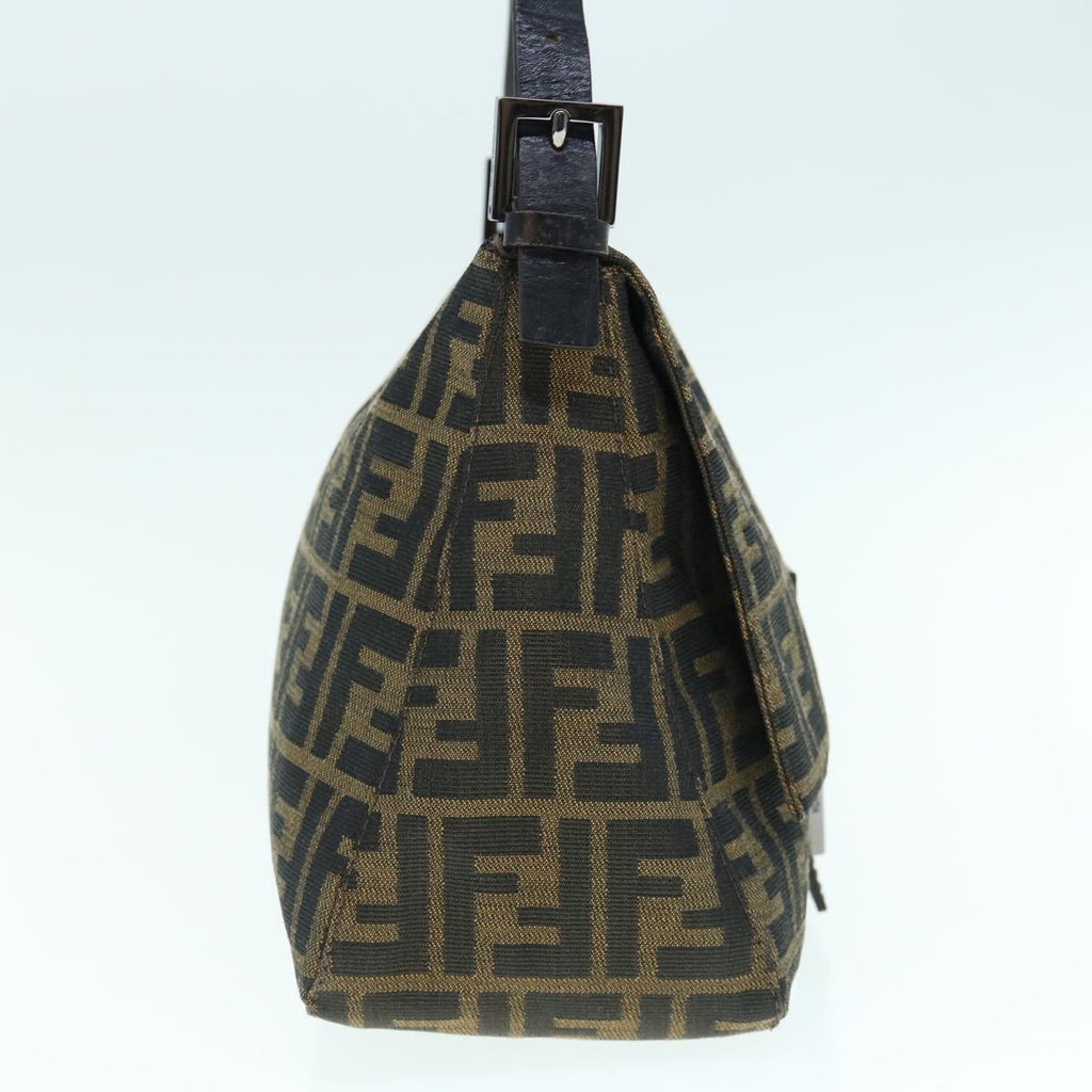 FENDI Zucca Canvas Mamma Baguette Shoulder Bag Black Brown63693