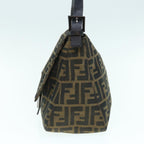 FENDI Zucca Canvas Mamma Baguette Shoulder Bag Black Brown63693