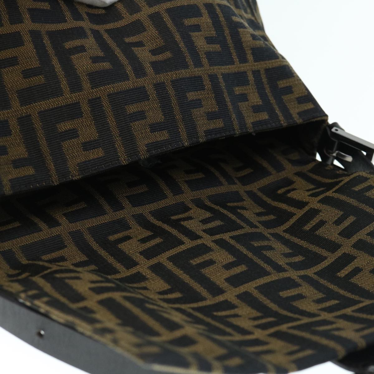 FENDI Zucca Canvas Mamma Baguette Shoulder Bag Black Brown63693