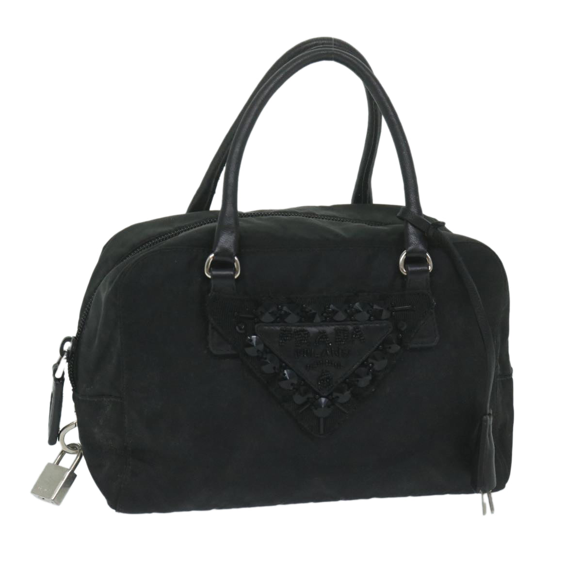PRADA Hand Bag Nylon Black  63754