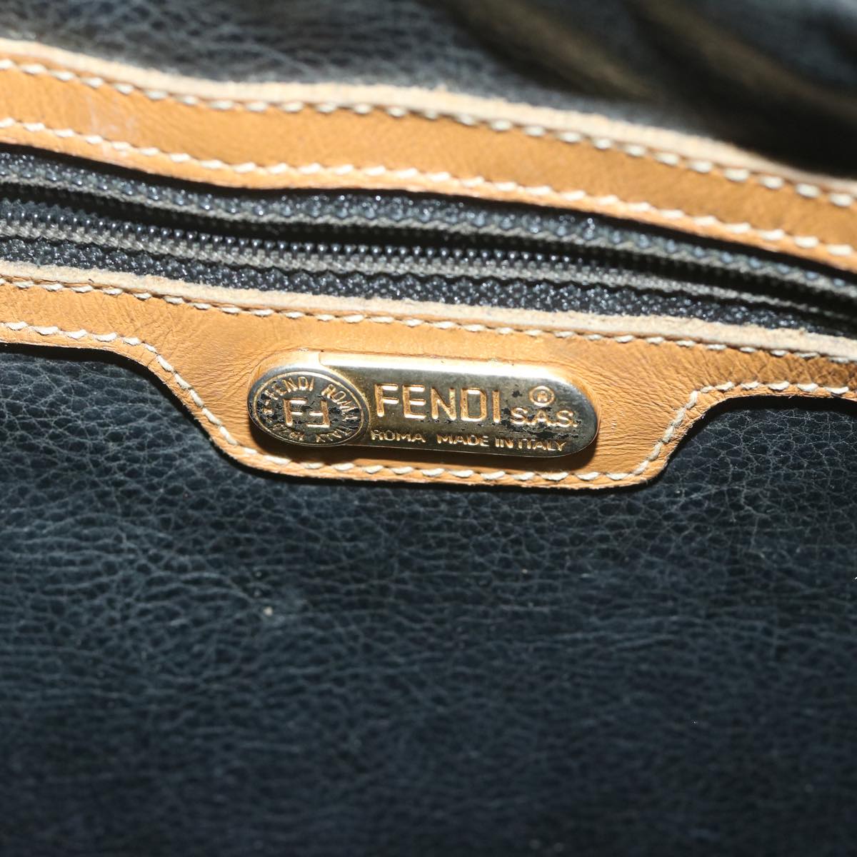 FENDI Zucca Canvas Hand Bag Black Brown63796