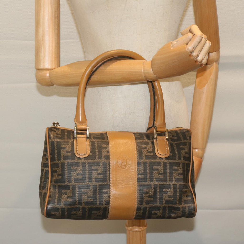 FENDI Zucca Canvas Hand Bag Black Brown63796