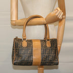 FENDI Zucca Canvas Hand Bag Black Brown63796