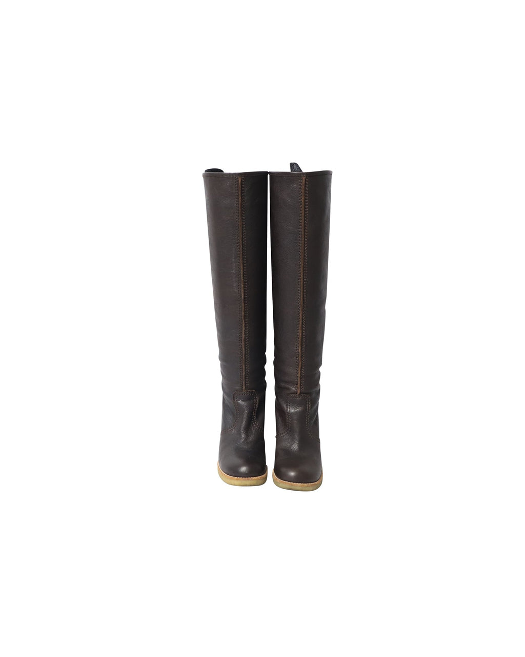 See by Chloe Knee High Boots with Rubber Sole in Brown Leather