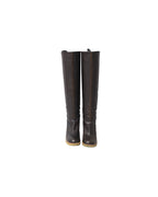 See by Chloe Knee High Boots with Rubber Sole in Brown Leather
