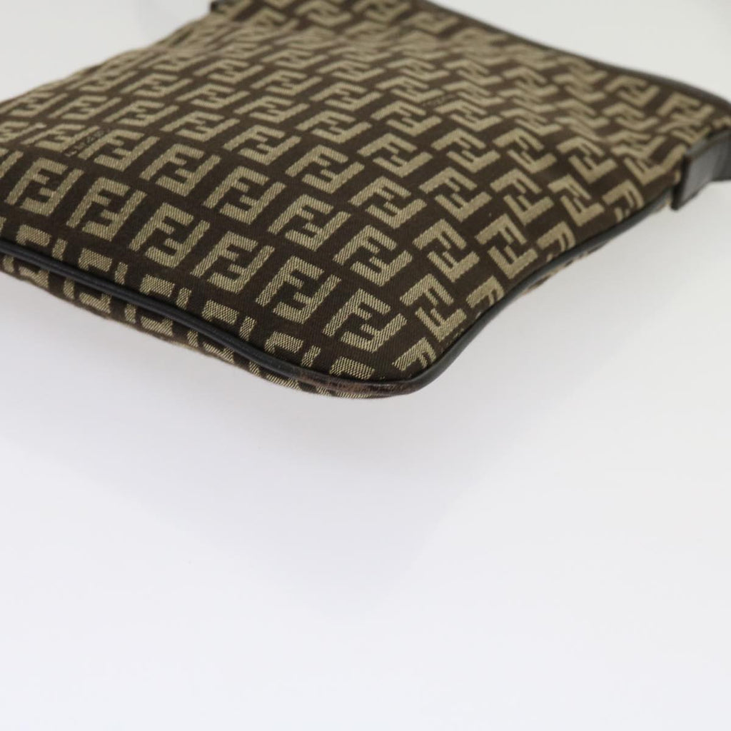 FENDI Zucchino Canvas Shoulder Bag Brown63817