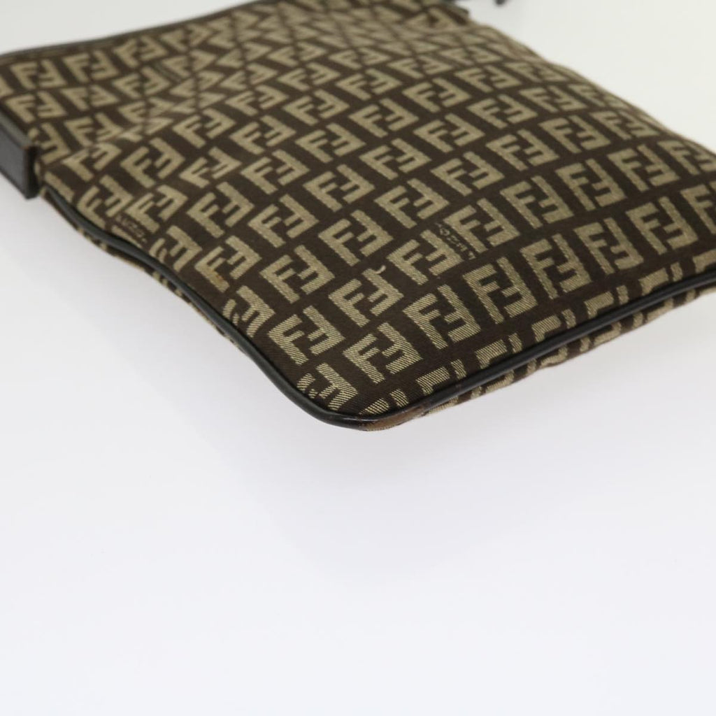 FENDI Zucchino Canvas Shoulder Bag Brown63817