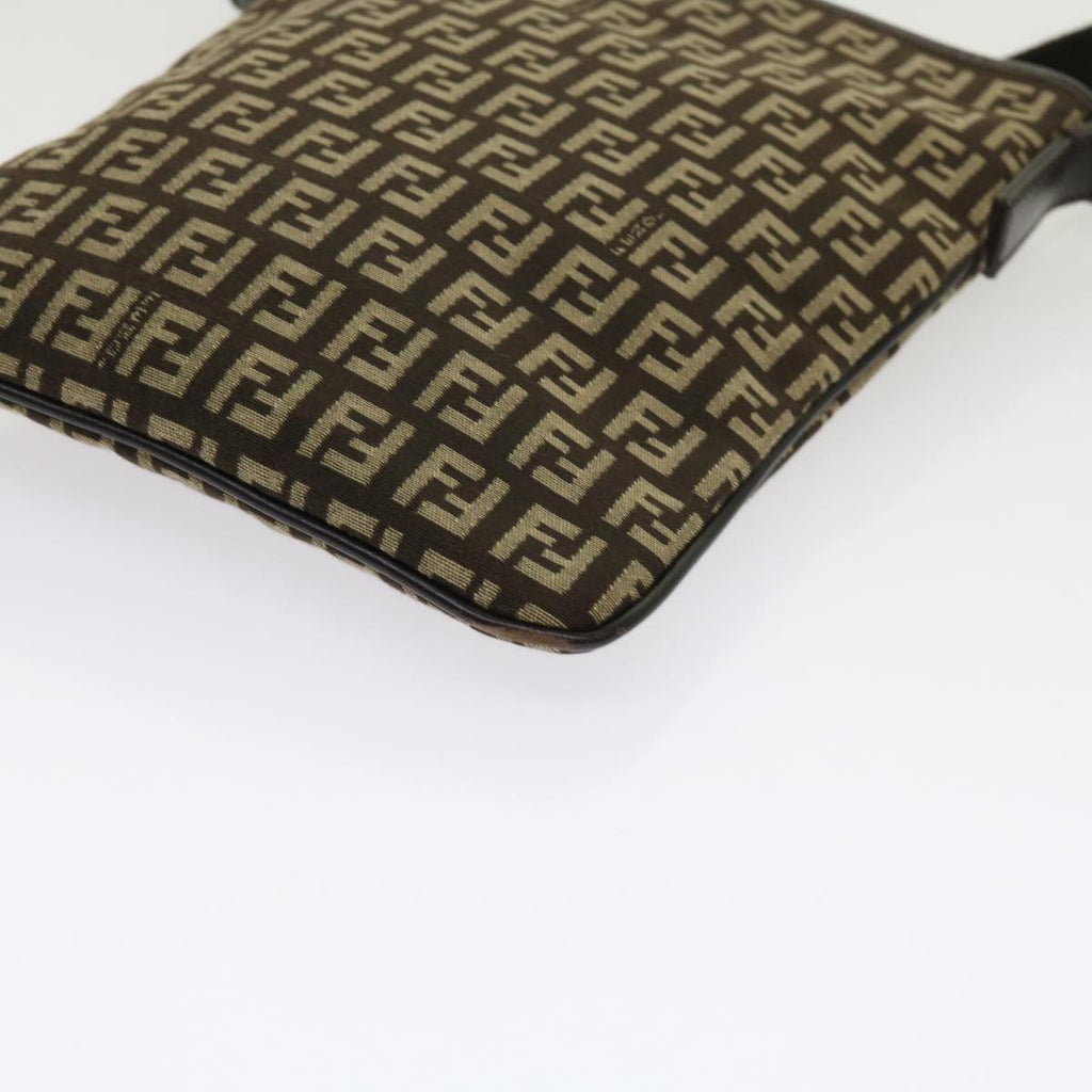 FENDI Zucchino Canvas Shoulder Bag Brown63817