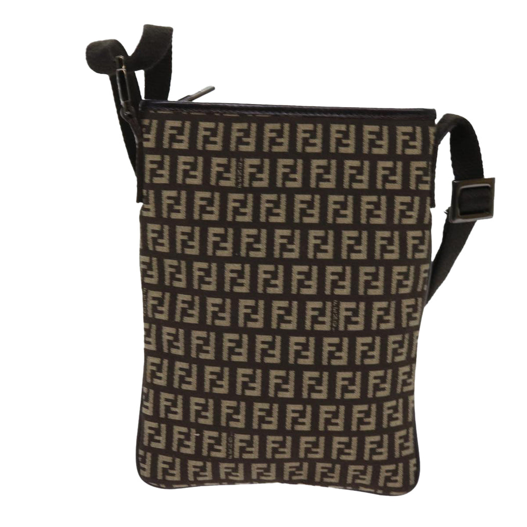 FENDI Zucchino Canvas Shoulder Bag Brown63817