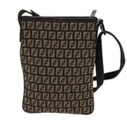 FENDI Zucchino Canvas Shoulder Bag Brown63817