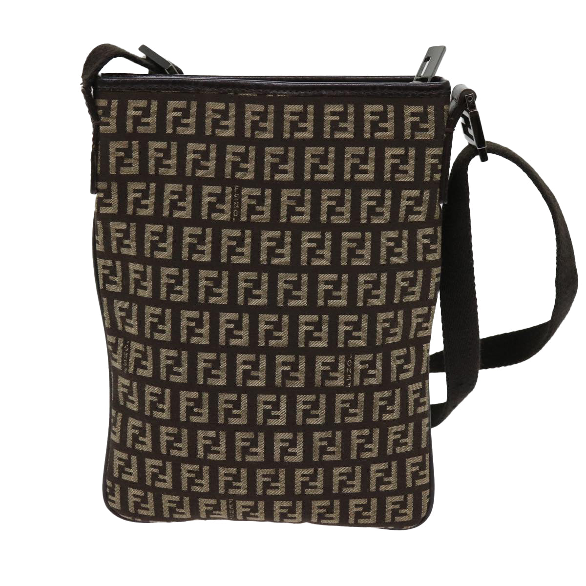 FENDI Zucchino Canvas Shoulder Bag Brown63817