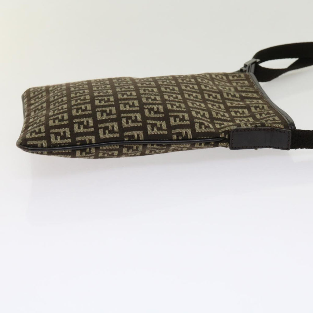 FENDI Zucchino Canvas Shoulder Bag Brown63817
