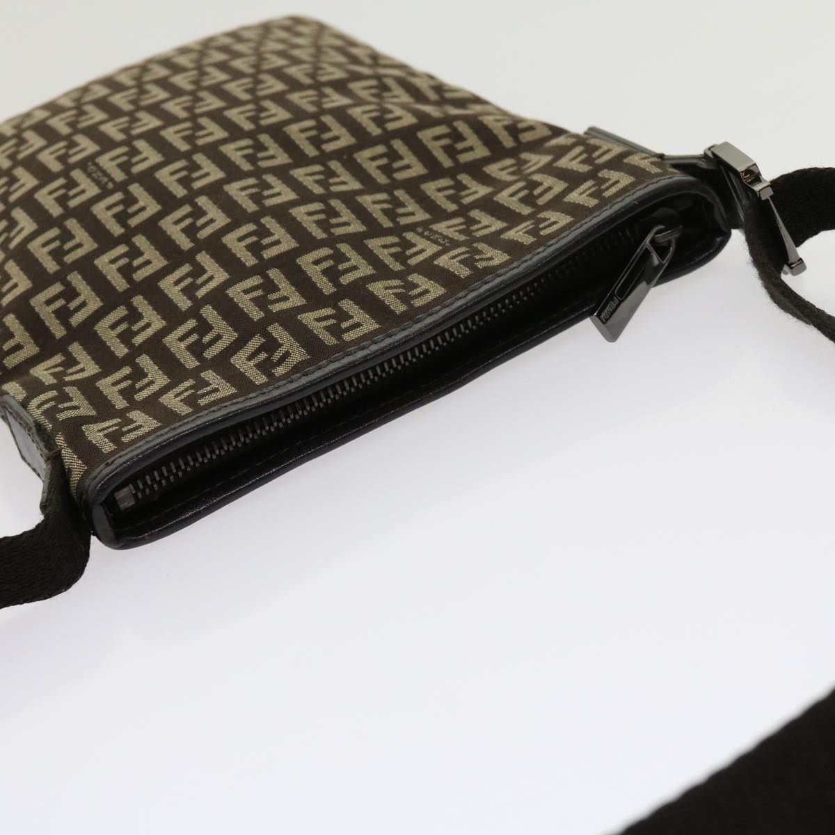 FENDI Zucchino Canvas Shoulder Bag Brown63817