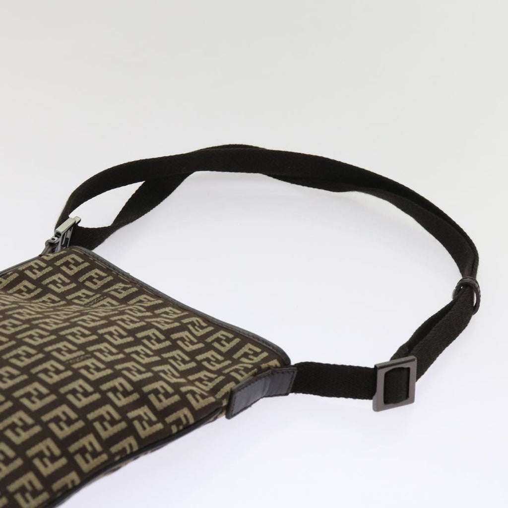 FENDI Zucchino Canvas Shoulder Bag Brown63817