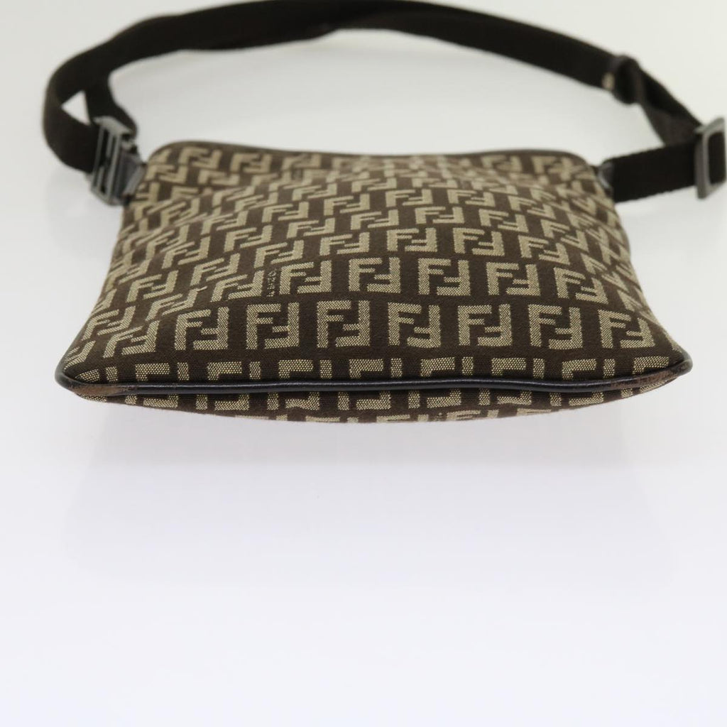 FENDI Zucchino Canvas Shoulder Bag Brown63817