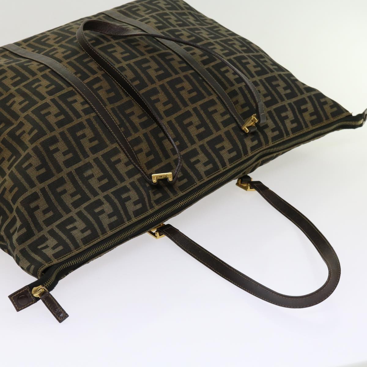 FENDI Zucca Canvas Shoulder Bag Black Brown63819